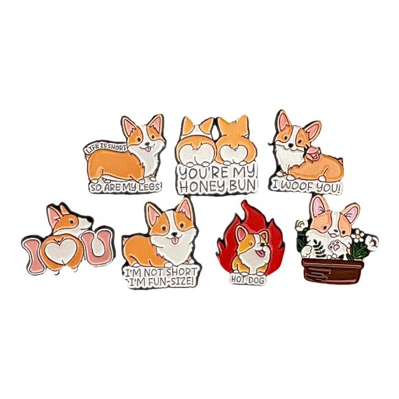 🧷BUNDLE OF 7! - CORGI DOG Themed Enamel Pins - Adorable! - Picture 2 of 10